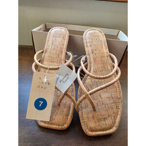 Women's A New Day Tan Cork Memory Foam Sandals Size 7